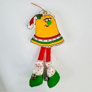 Vintage 80’s Christmas Ornament Vinyl Jingle Bells Character 6" Satin Retro